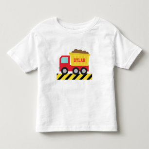 Camiseta De Bebé Camión de Volquete Rojo y Amarillo, Para Niños