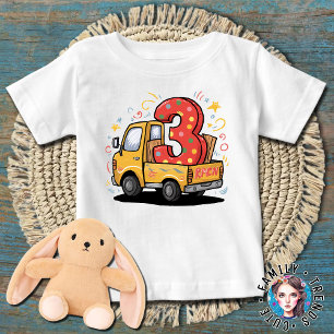 Camiseta De Bebé camión de volteo para cumpleaños 3