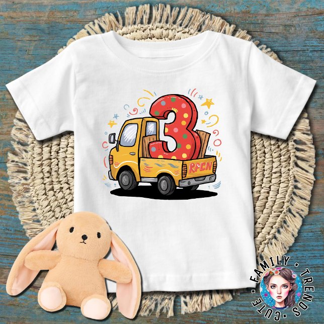 Camiseta De Bebé camión de volteo para cumpleaños 3 (Subido por el creador)