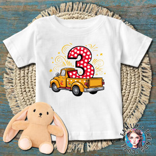 Camiseta De Bebé camión de volteo para tercer cumpleaños