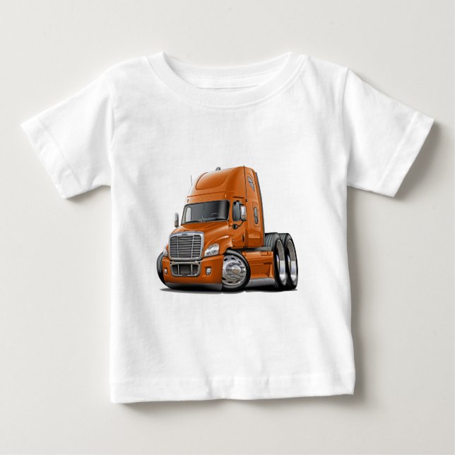 Camiseta De Bebé Camión del naranja de Freightliner Cascadia (Anverso)