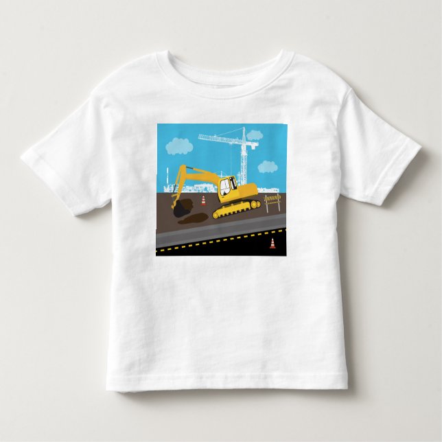 Camiseta De Bebé Camión Excavadora Camiones de Construcción Sitio   (Anverso)