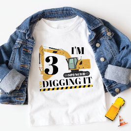 Camiseta De Bebé Camión Excavadora de Construcción Adorable Fiesta 