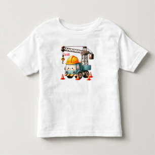 Camiseta De Bebé Camión Grúa de Construcción Personalizable Adorab