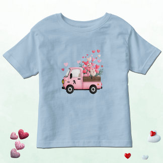 Camiseta De Bebé Camión Kawaii del Día de San Valentín con Monogram