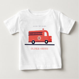 Camiseta De Bebé Camión Monograma de la Marina Roja Cute