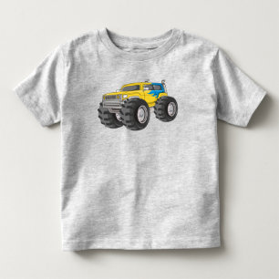 Camiseta De Bebé Camión Monstruo Amarillo Azul