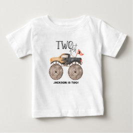 Camiseta De Bebé Camión monstruo cumpleaños 2 años Dos niños RÁPIDO