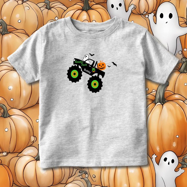 Camiseta De Bebé Camión Monstruo de Halloween Añadir el nombre de l (Subido por el creador)