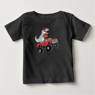 Camiseta De Bebé Camión Monstruo Montando Dinosaurio T Rex Día de S