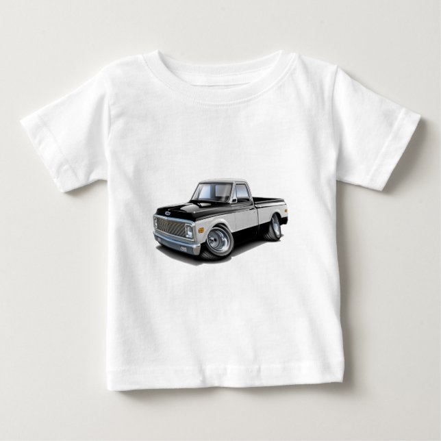 Camiseta De Bebé Camión Negro-Blanco 1970-72 de Chevy C10 (Anverso)