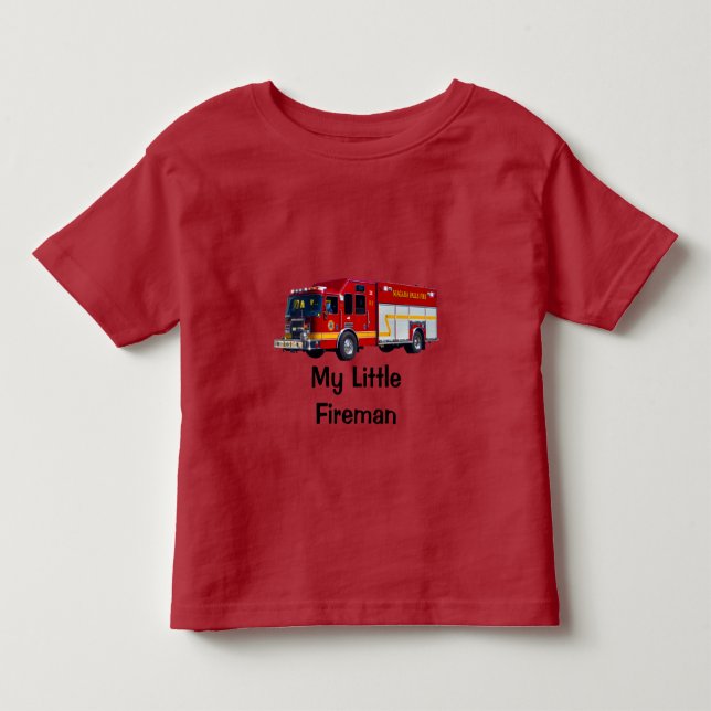 Camiseta De Bebé Camión rojo de fuego mi pequeño diseño de bombero (Anverso)