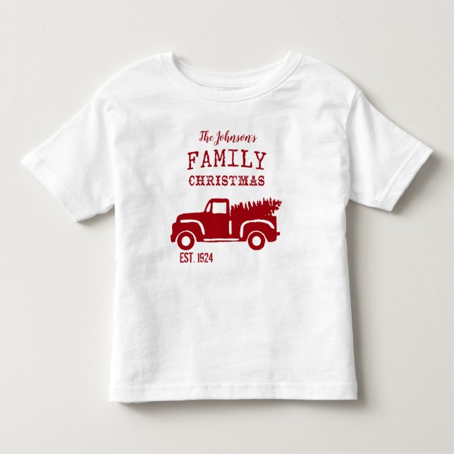 Camiseta De Bebé Camión rojo de granja familiar (Anverso)