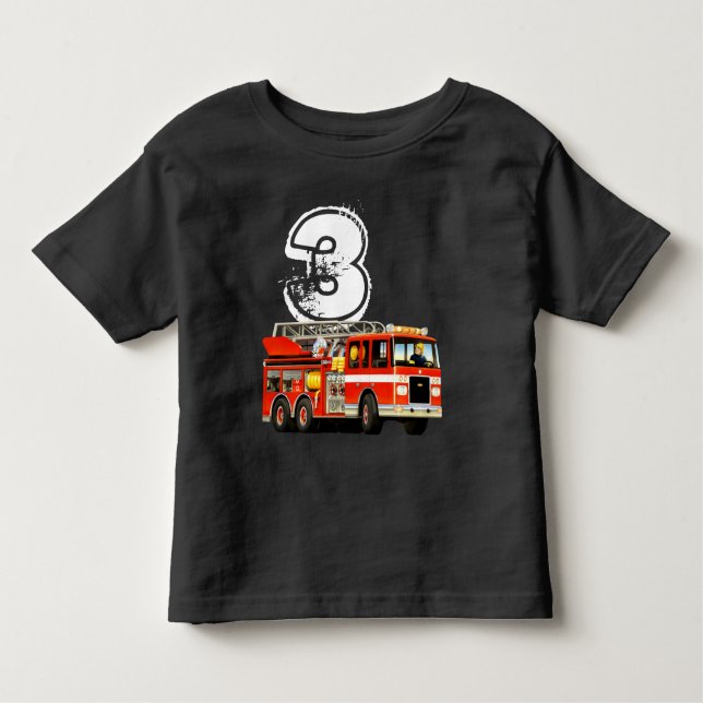Camiseta De Bebé Camión rojo de tercer cumpleaños del niño (Anverso)