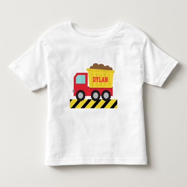 Camiseta De Bebé Camión Rojo y Amarillo para los niños (Anverso)