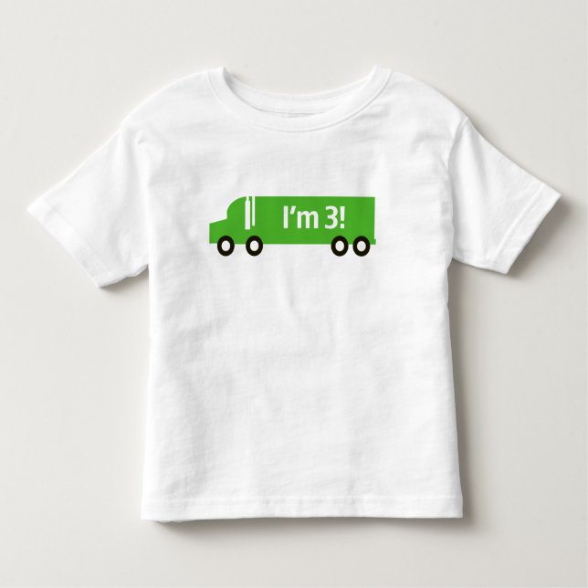 Camiseta De Bebé Camión verde: Tee de tercer cumpleaños (Anverso)