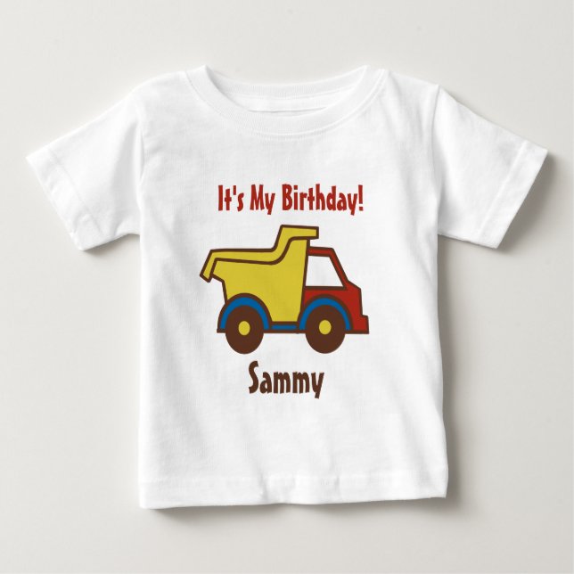 Camiseta De Bebé Camión volcado divertido de construcción (Anverso)