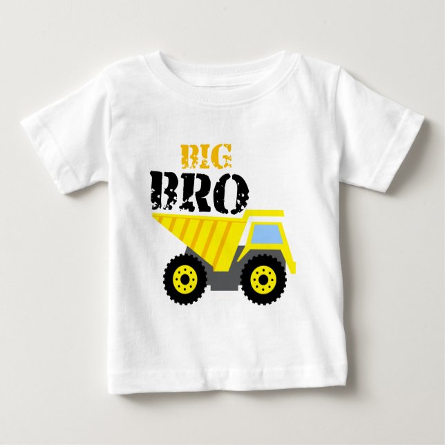 Camiseta De Bebé Camión Volquete Amarillo de Big Bro Construction (Anverso)