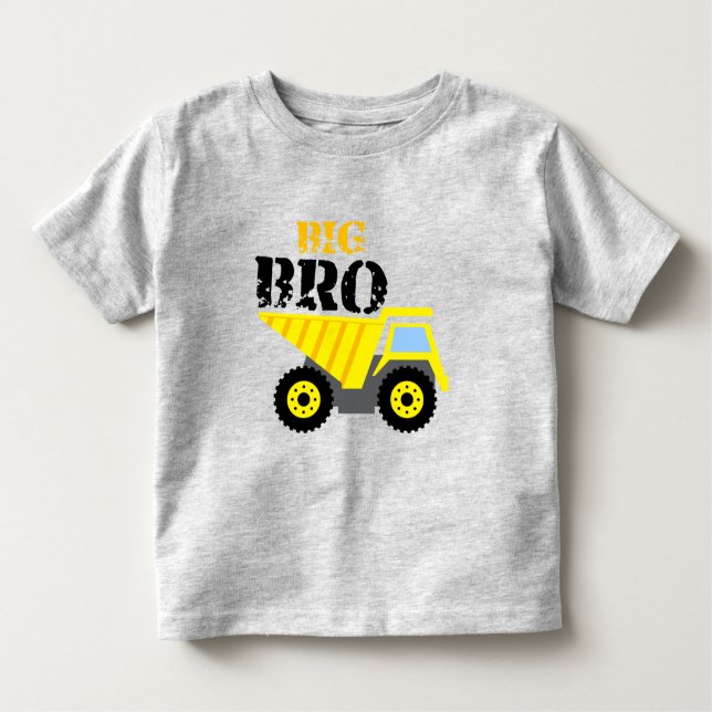 Camiseta De Bebé Camión Volquete Amarillo de Construcción Big Bro (Anverso)