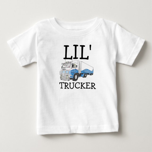 Camiseta De Bebé "Camionero de Lil'" monta un lindo camión grande (Anverso)