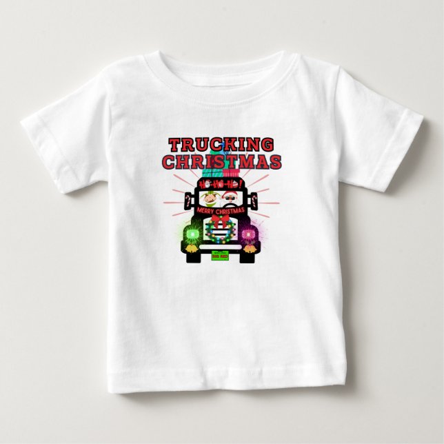 Camiseta De Bebé Camionero Navidades con Santa Claus al volante (Anverso)