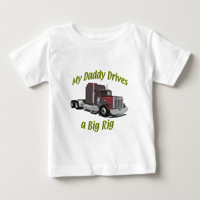 Camiseta De Bebé Camioneros - Teamsters - Maroon Big Rig - Papá (Anverso)
