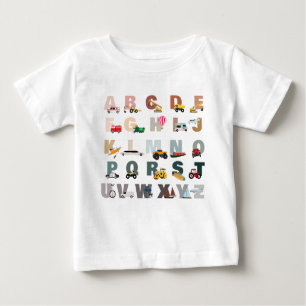 Camiseta De Bebé Camiones ABC Cute Alphabet, Vehículos De Transport