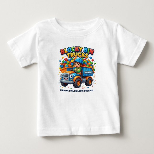 CAMISETA DE BEBÉ CAMIONES DE BASURA BLOQUEADOS (Anverso)