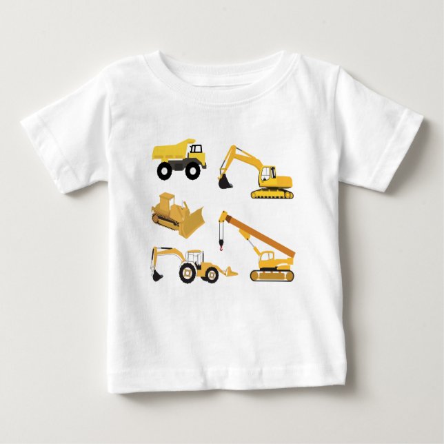 Camiseta De Bebé Camiones de construcción (Anverso)