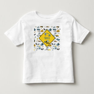 Camiseta De Bebé Camiones de Construcción Azules y Tema de Sitio Ed