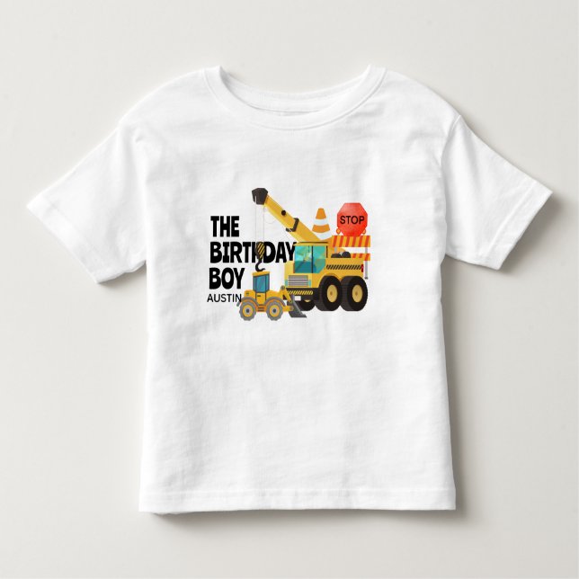 Camiseta De Bebé Camiones de Construcción |  Fiesta de Cumpleaños I (Anverso)