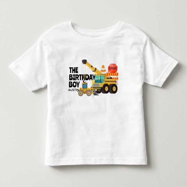Camiseta De Bebé Camiones de Construcción |  Fiesta de Cumpleaños p (Anverso)