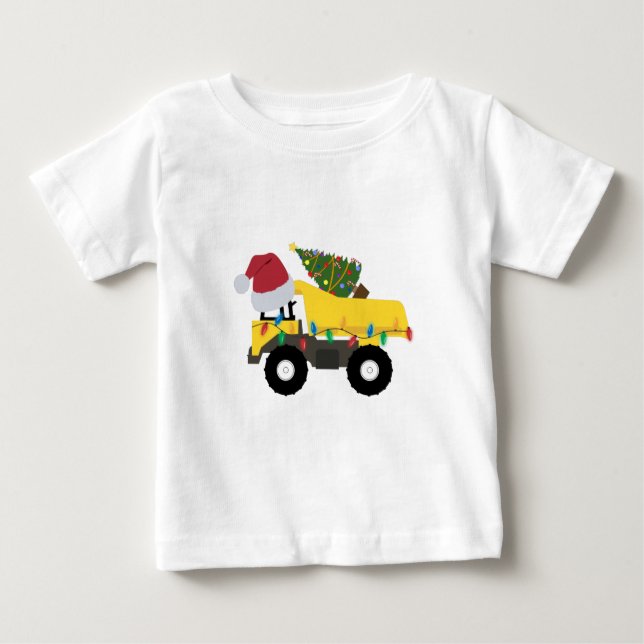 Camiseta De Bebé Camiones de construcción para navidades (Anverso)