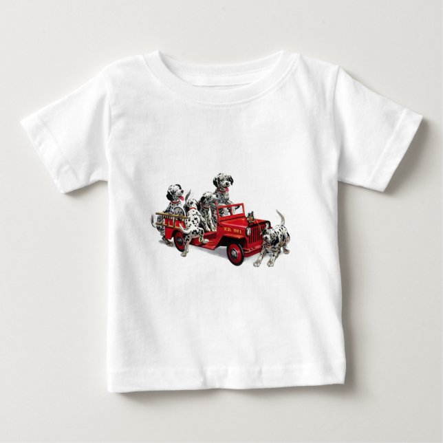 Camiseta De Bebé Camiones de Dalmacia con camión de bomberos (Anverso)