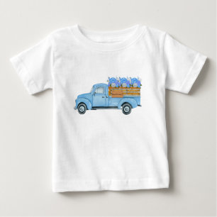 Camiseta De Bebé Camioneta Azul Acuarela Vintage Nantucket & Horten