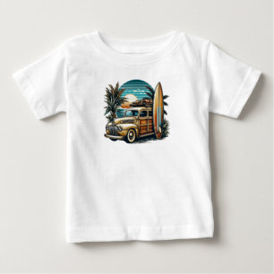 Camiseta De Bebé camioneta surf vintage tropical/hawaiana