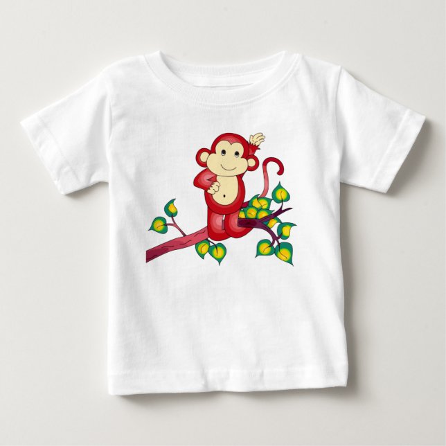 Camiseta De Bebé Camisas bebé de monos rojos dulces (Anverso)
