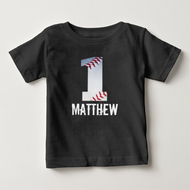 Camiseta De Bebé Camisas de béisbol de cumpleaños personalizadas (Anverso)