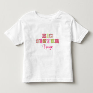 Camiseta De Bebé Camisas de la Gran Hermana Verde y Rosa personaliz