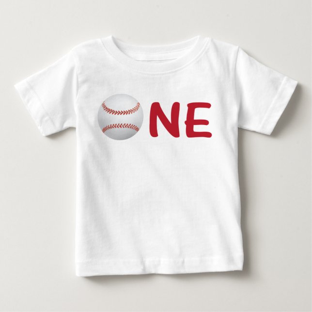 Camiseta De Bebé Camisas de primer cumpleaños de béisbol con béisbo (Anverso)