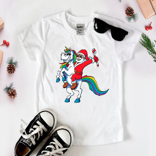 Camiseta De Bebé Camisas de Santa Riding Unicorn - Unicornio Navida