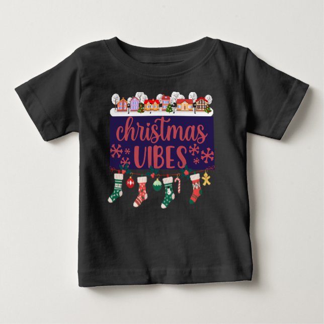 Camiseta De Bebé Camisas para niños de los navidades Vibes (Anverso)