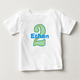 Camiseta De Bebé Camisas Retro Blue, Naranja y Green Second Birday