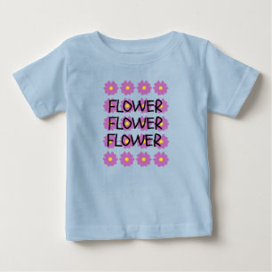 Camiseta De Bebé Camiseta azul bebé fina con flores 