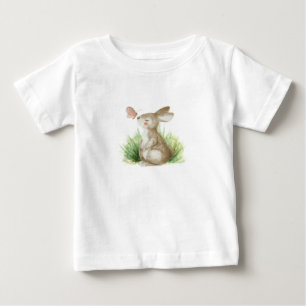 Camiseta De Bebé Camiseta bebé con conejo y mariposa.