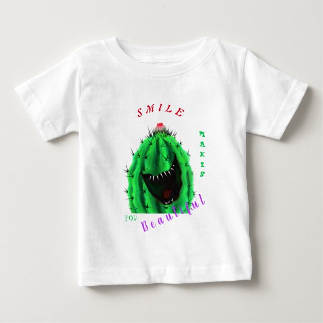 Camiseta De Bebé Camiseta bebé divertida con Cactus feliz - Sonrisa (Anverso)