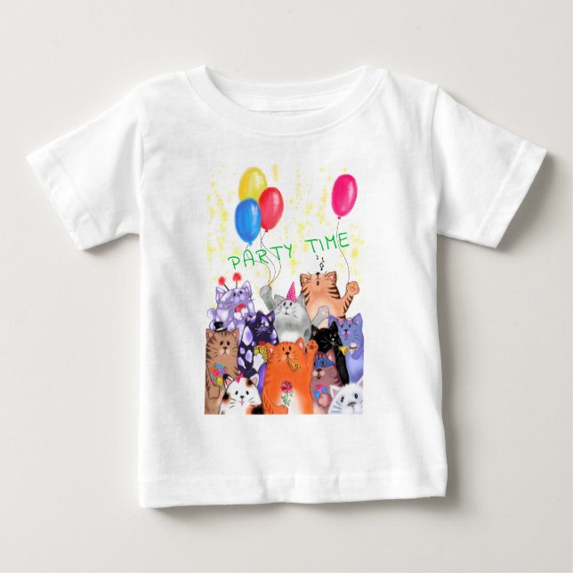 Camiseta De Bebé Camiseta bebé Fiesta Gato feliz (Anverso)