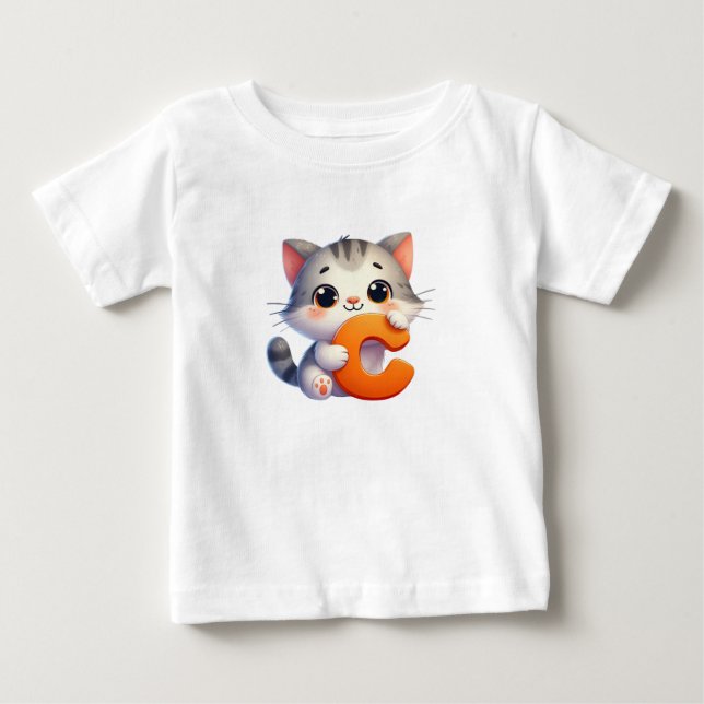 Camiseta De Bebé Camiseta bebé letra C gato (Anverso)