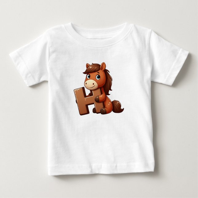 Camiseta De Bebé Camiseta bebé letra H caballo (Anverso)