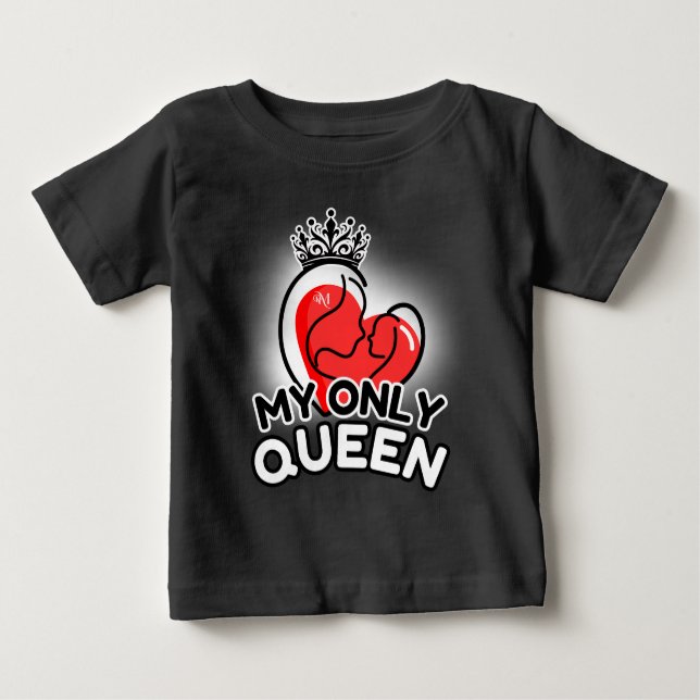 Camiseta De Bebé Camiseta bebé : Mi única reina (negra) (Anverso)